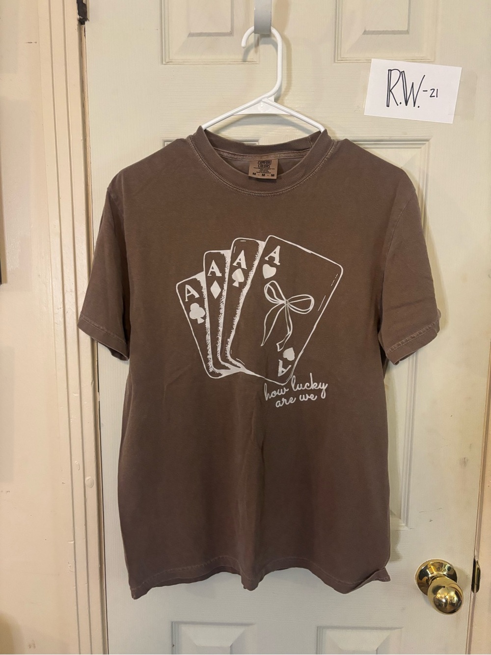 Comfort Colors Brown Short-Sleeve Tee with White Ace Card Graphic